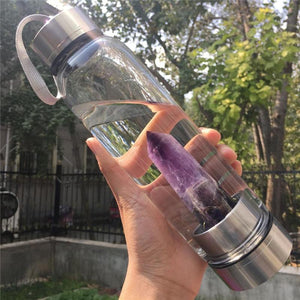 Crystal Quartz Pointed Unique Glass Water Bottle
