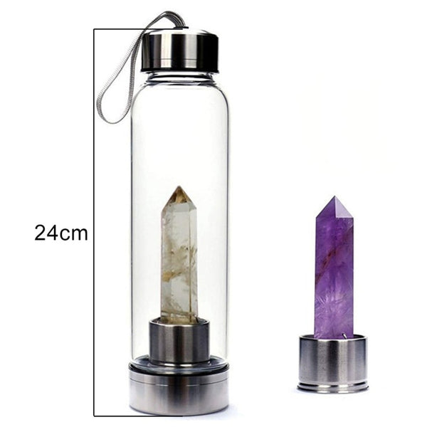 Crystal Healing Glass Water Bottle - Astro Sapien