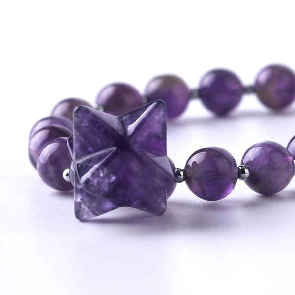 White Quartz Purple Amethyst Natural Crystal Stone Bracelet - Astro Sapien