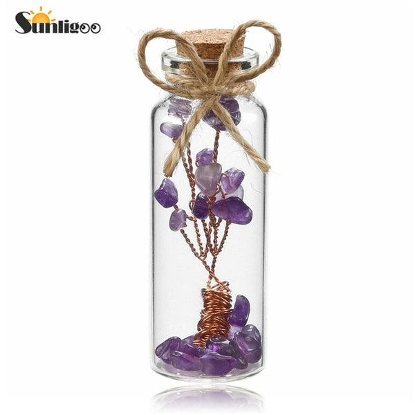 Gemstone "Tree of Life" Wishing Bottles Tree of Life Healing Crystal Stone - Astro Sapien