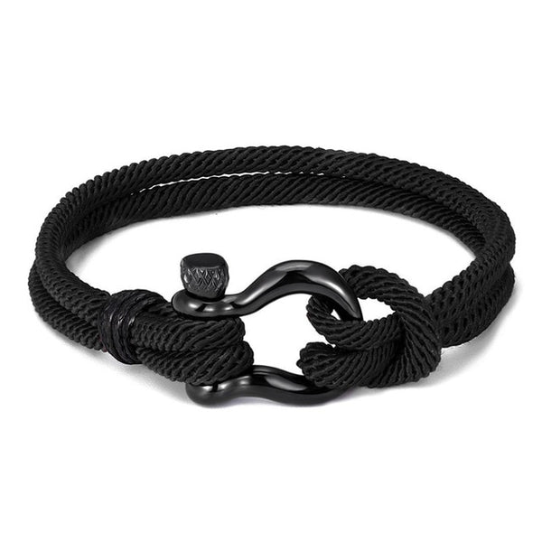 Parachute Cord Survival Anchor Bracelet for Men with Black Stainless Steel Sport Buckle - Astro Sapien