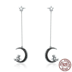 Moon Witch Black CZ Sterling Silver Earrings - Astro Sapien