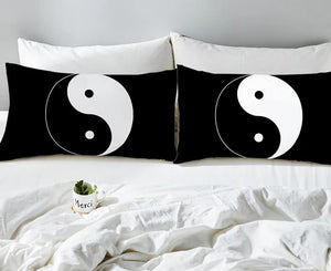 Tai Chi Ying And Yang Bed Pillowcase Pillow Cover Black and White Pillow Case Bedding 2pcs - Astro Sapien