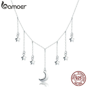 925 Sterling Silver Star And Moon Chain Necklace - Astro Sapien