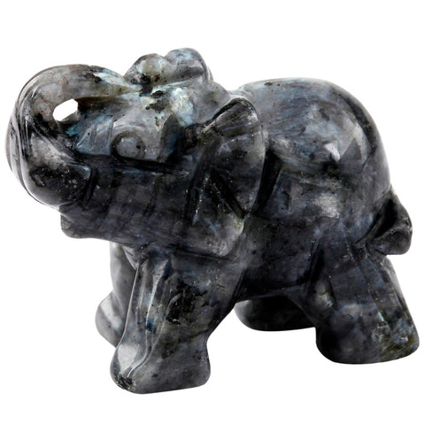 Labradorite Gem Stone Elephant Amulet Figurine - Astro Sapien