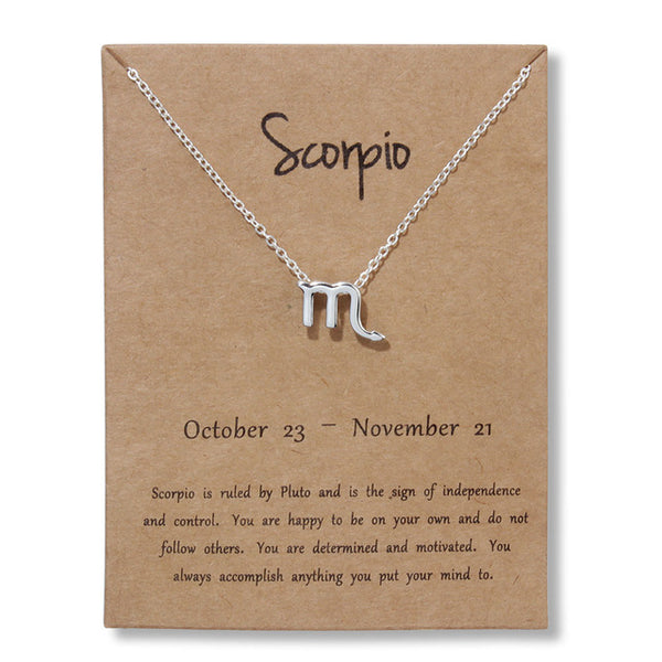Astrology Zodiac Sign Pendant Silver Chain Necklace - Astro Sapien