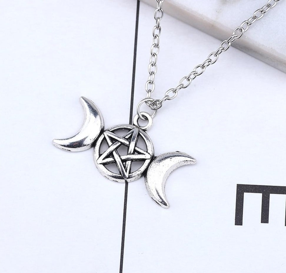 Triple Moon Goddess Pendant Necklace - Astro Sapien