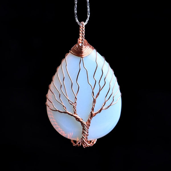 1PC natural rose quartz amethyst tree life guard mineral jewelry fashion simple couple decoration pendant DIY gift pendant - Astro Sapien
